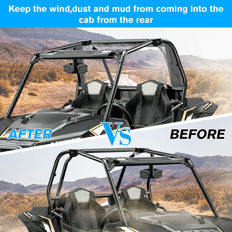 MFC Middle Clear Rear Window Windshield Compatible With For UTV Polaris RZR 900 1000 XP 4 Turbo Trail EPS 2014-2022 Soft Full Rear Windscreen Back Cover - Image 5
